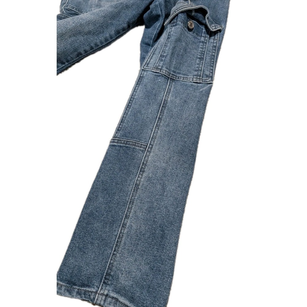 KanCan High Rise Cargo Jeans Womens Size 11/29, Patch Work Denim Baggy - Picture 4 of 10